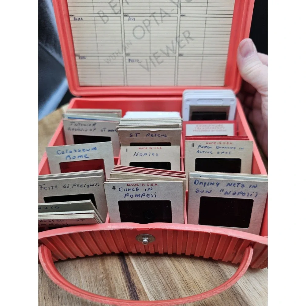 Opta-Vue Slide File 300  Carry Case With Personal Collection Slides Of‎ Italy
